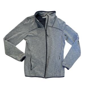 Columbia Zip-up fleece jacket Women's M Firewood Camp Long Sleeve Gray Striped